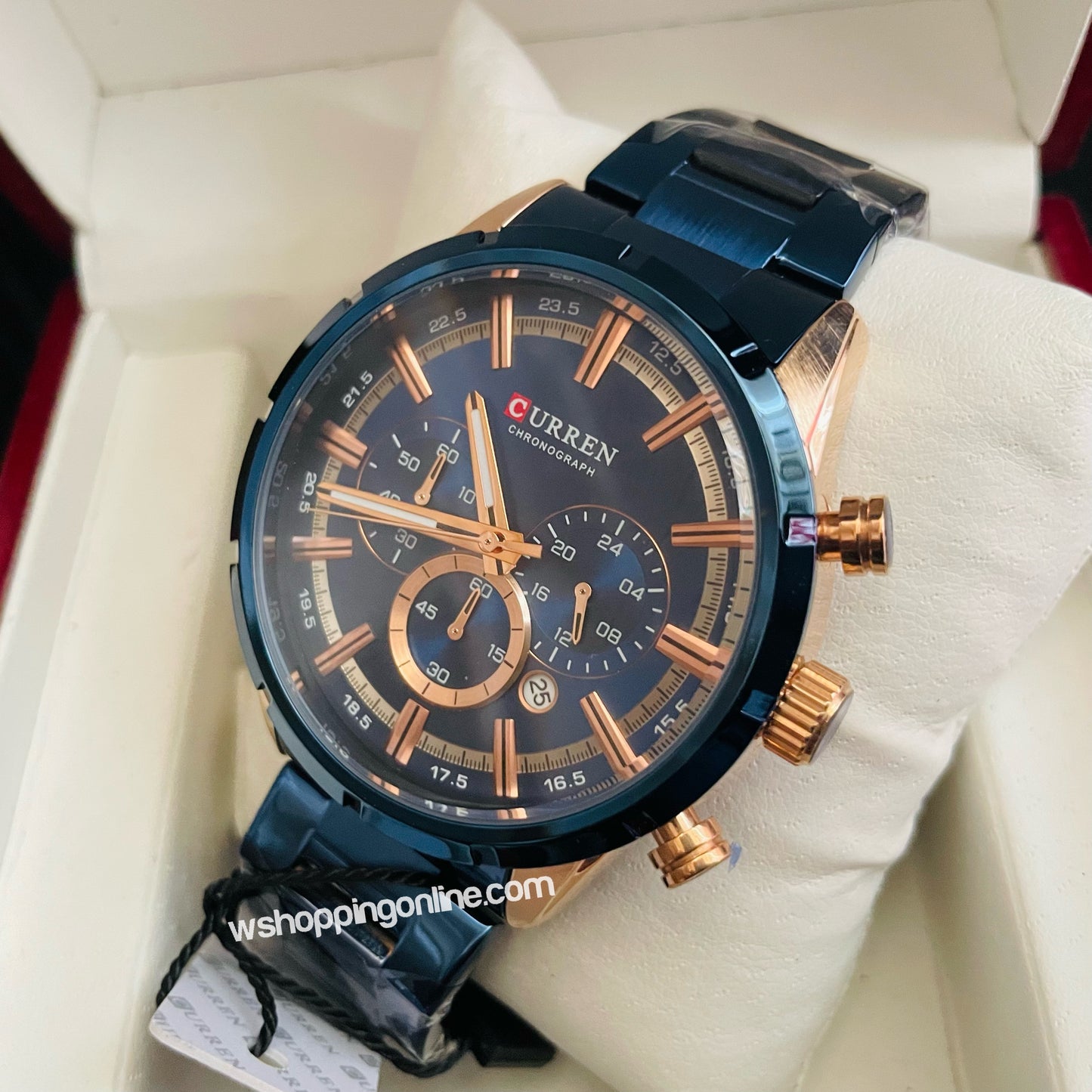 Curren Blue Chain Chronograph working Original Watch