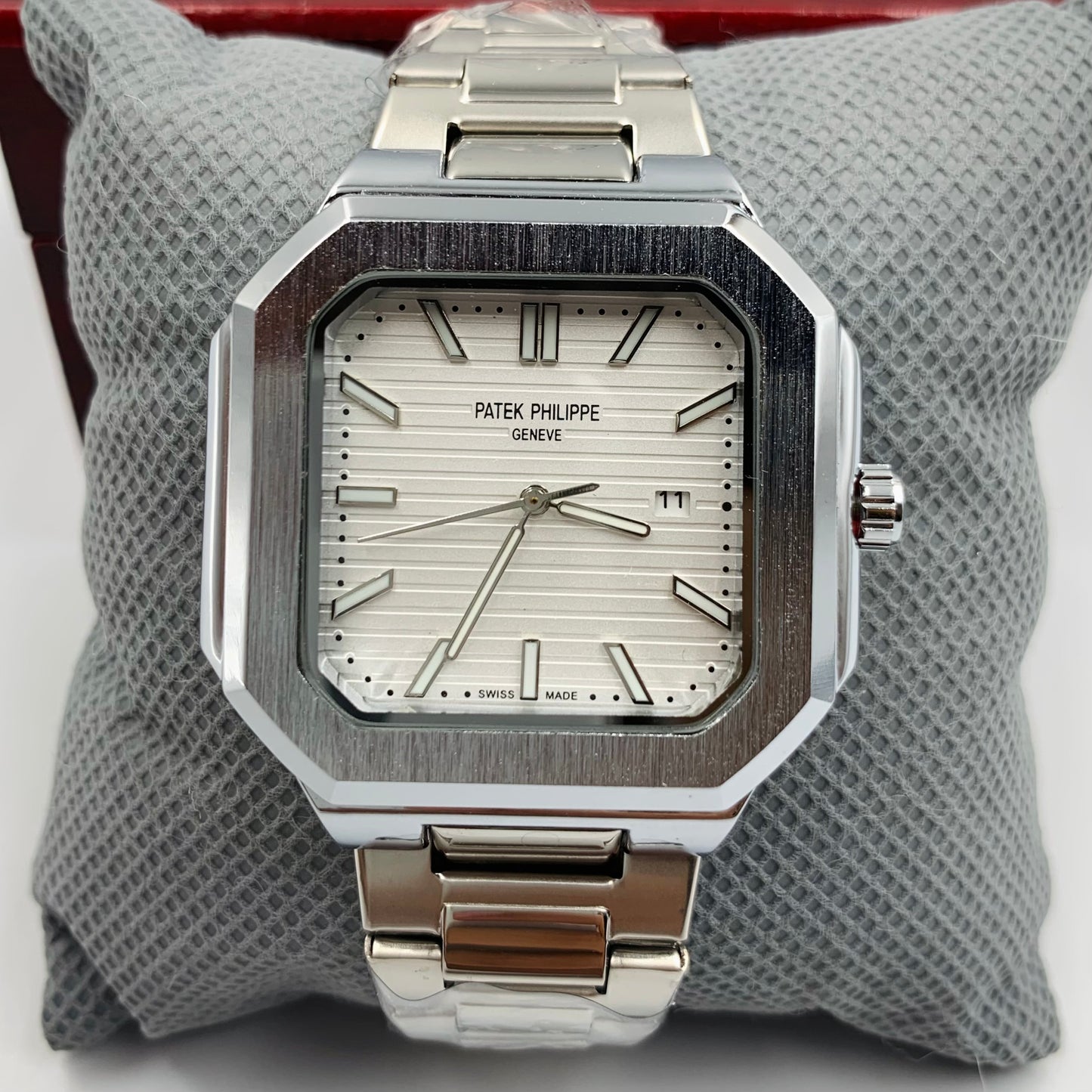Patek Geneve White Dail Silver Chain Watch
