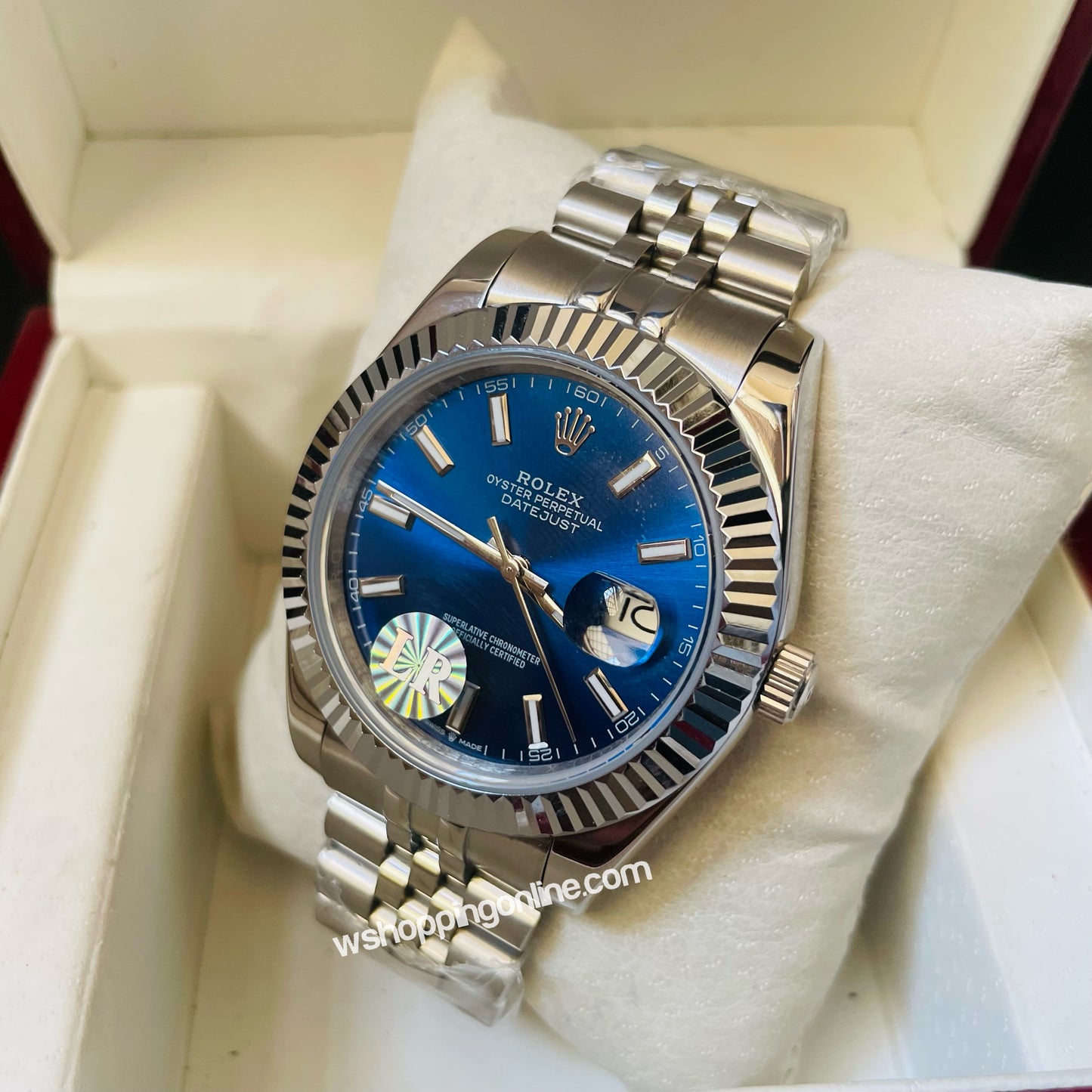 Silver Blue Datejust Automatic Watch
