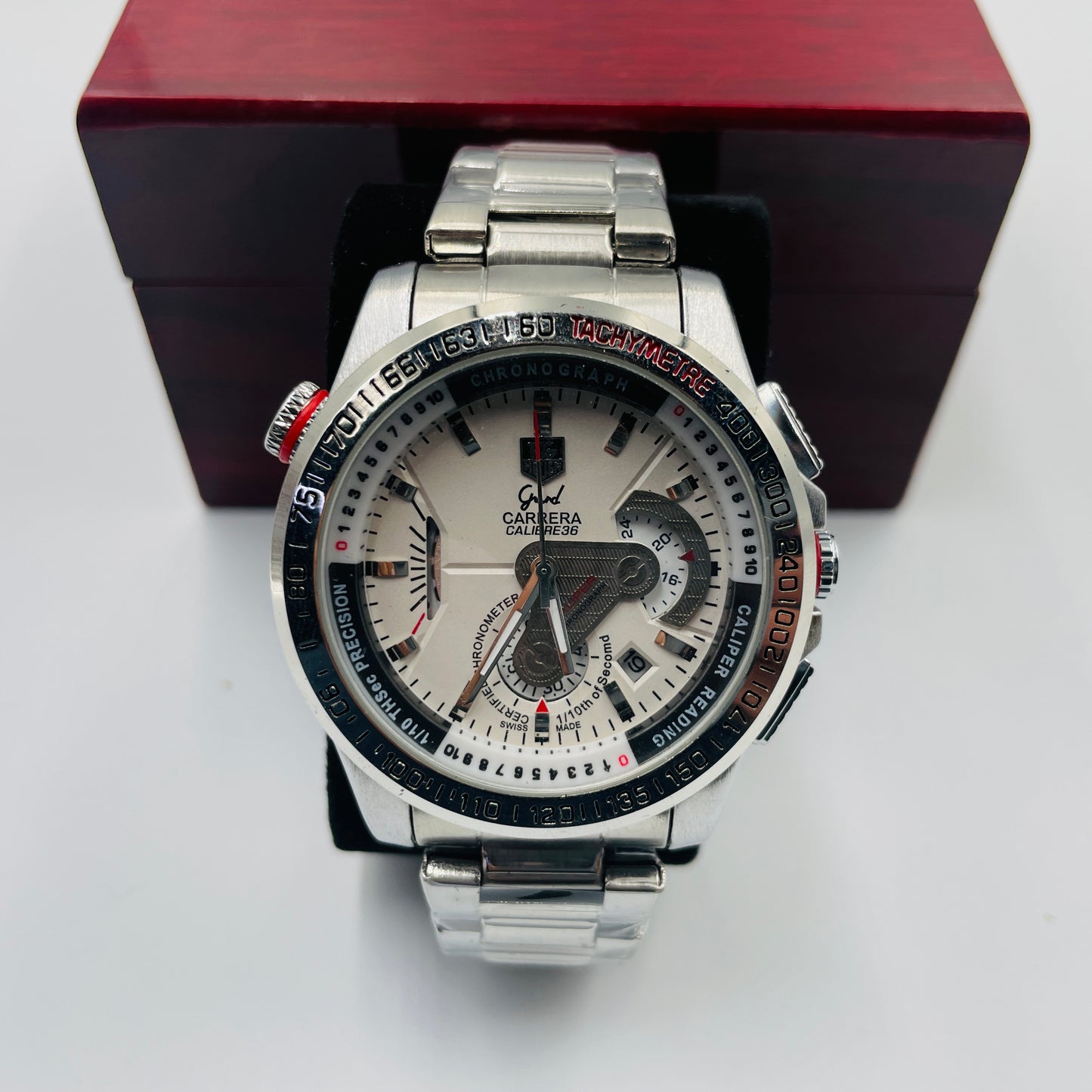 Tag Grand Carrera Silver Chronograph Working Watch