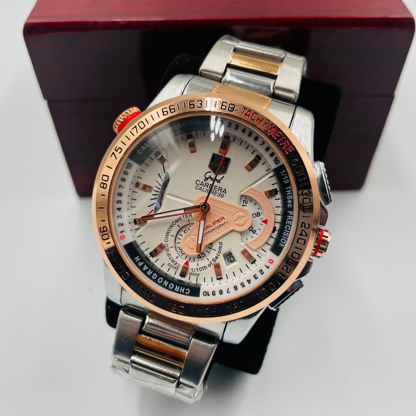 Tag Grand Carrera Twotone White Copper Chronograph Working Wa