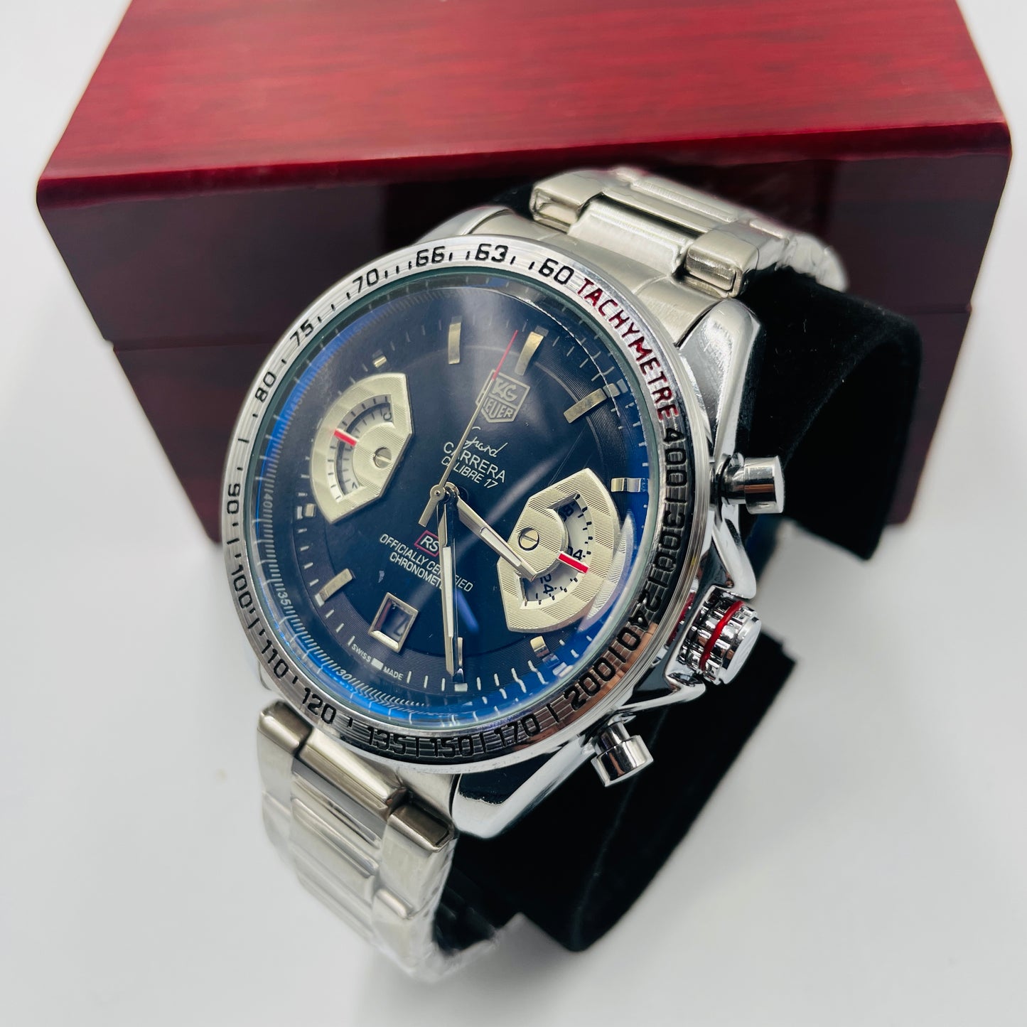 Tag Grand Carrera Silver Black Chronograph Working Watch