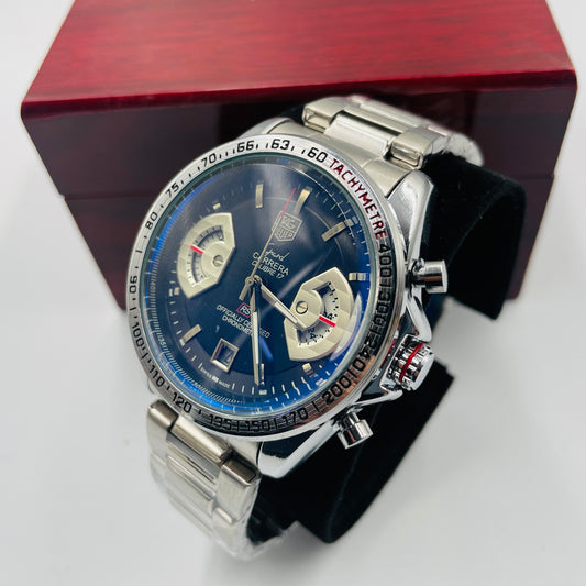 Tag Grand Carrera Silver Black Chronograph Working Watch