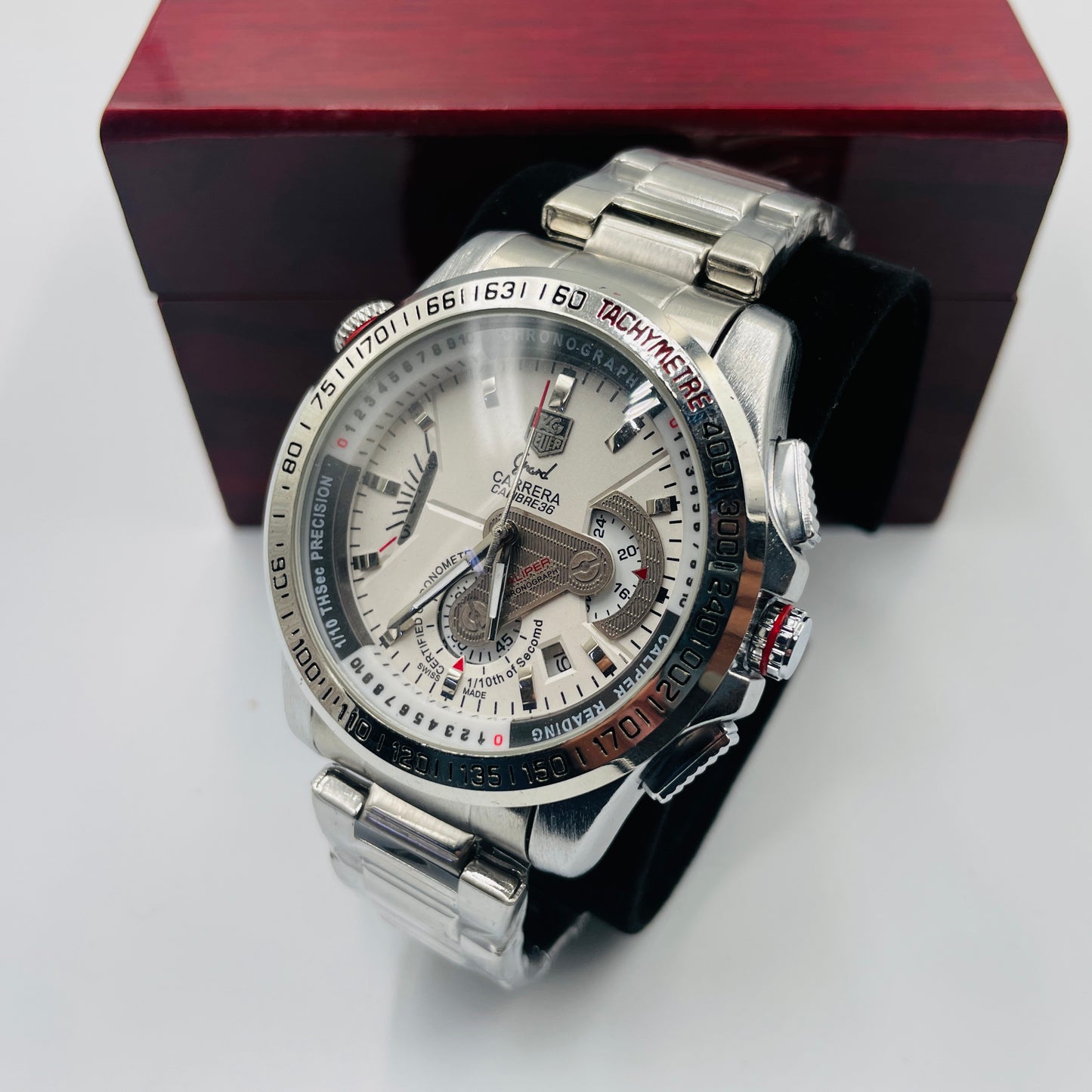 Tag Grand Carrera Silver Chronograph Working Watch