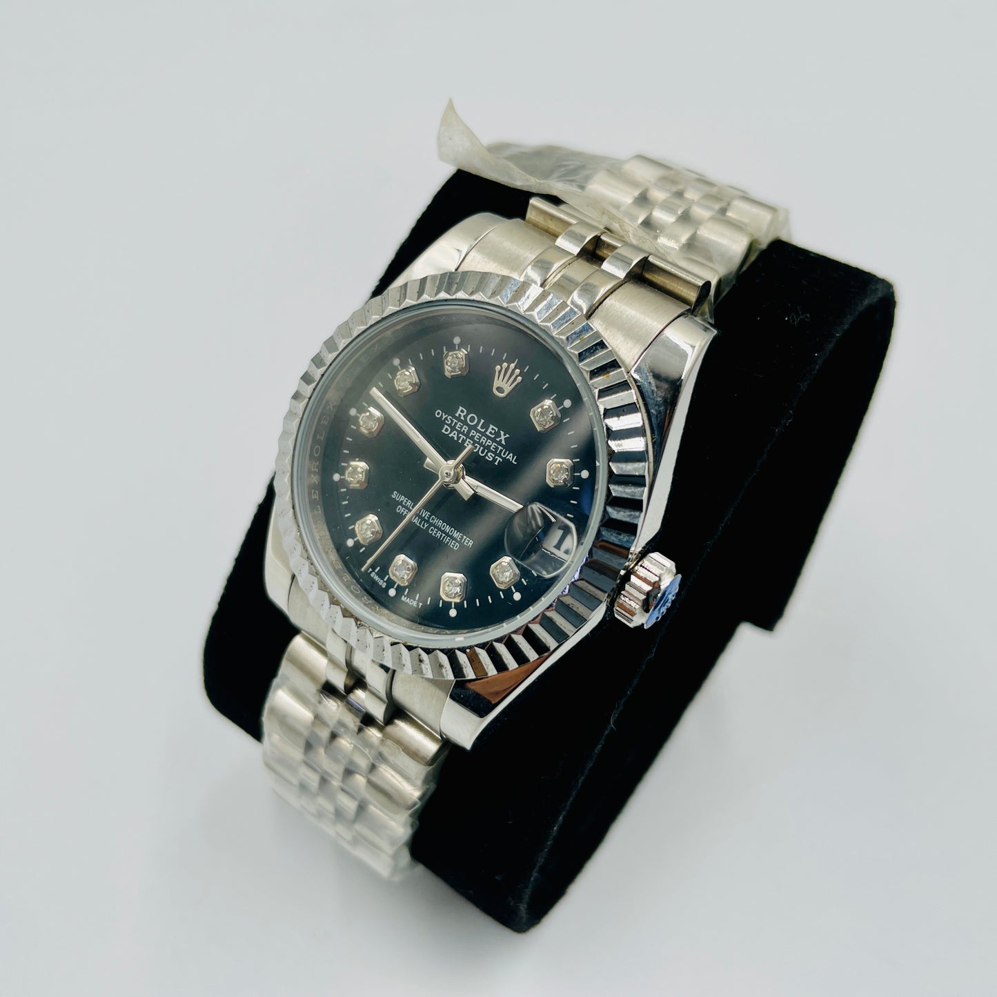 Silver Black Datejust Ladies Watch