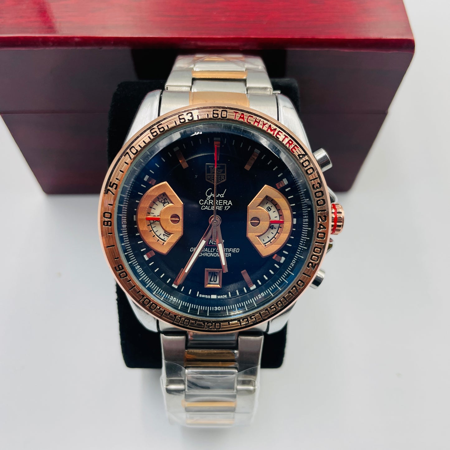 Tag Grand Carrera Twotone Black Chronograph Working Watch