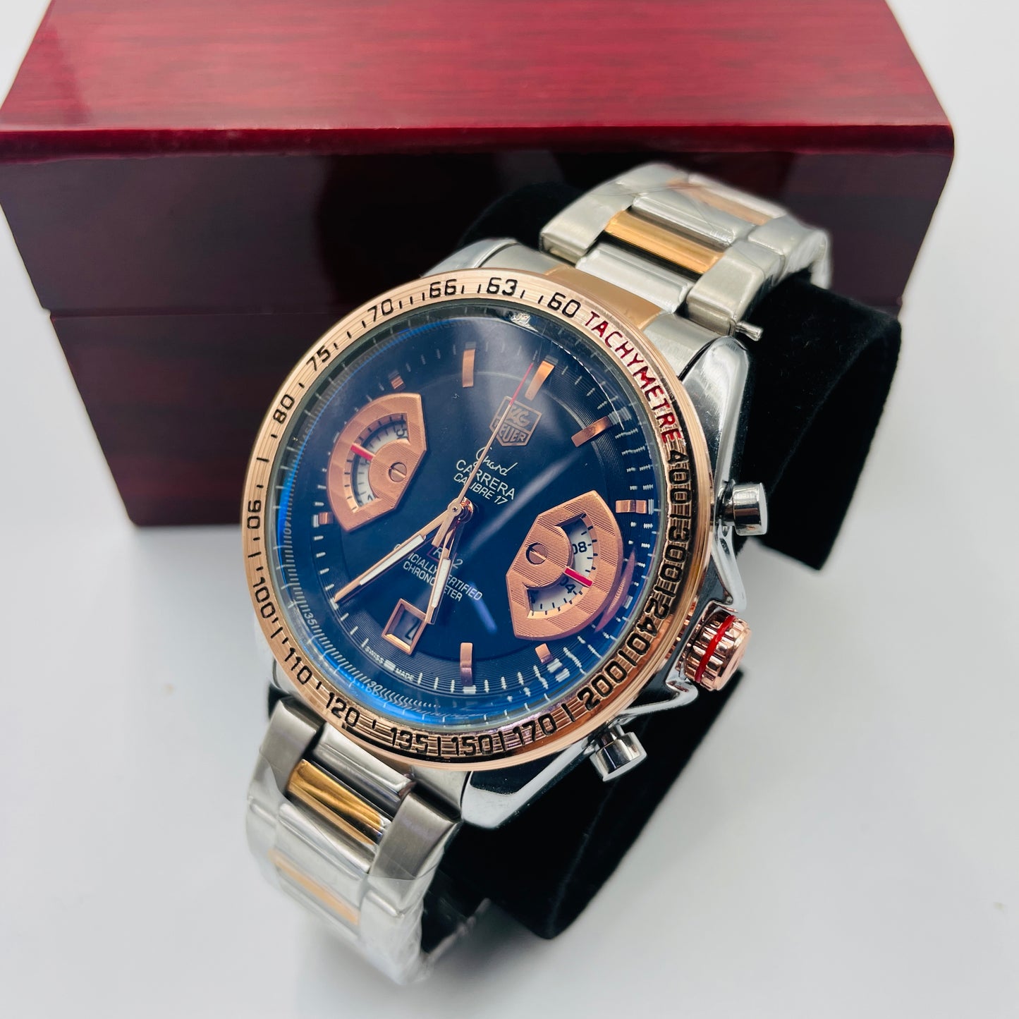 Tag Grand Carrera Twotone Black Chronograph Working Watch