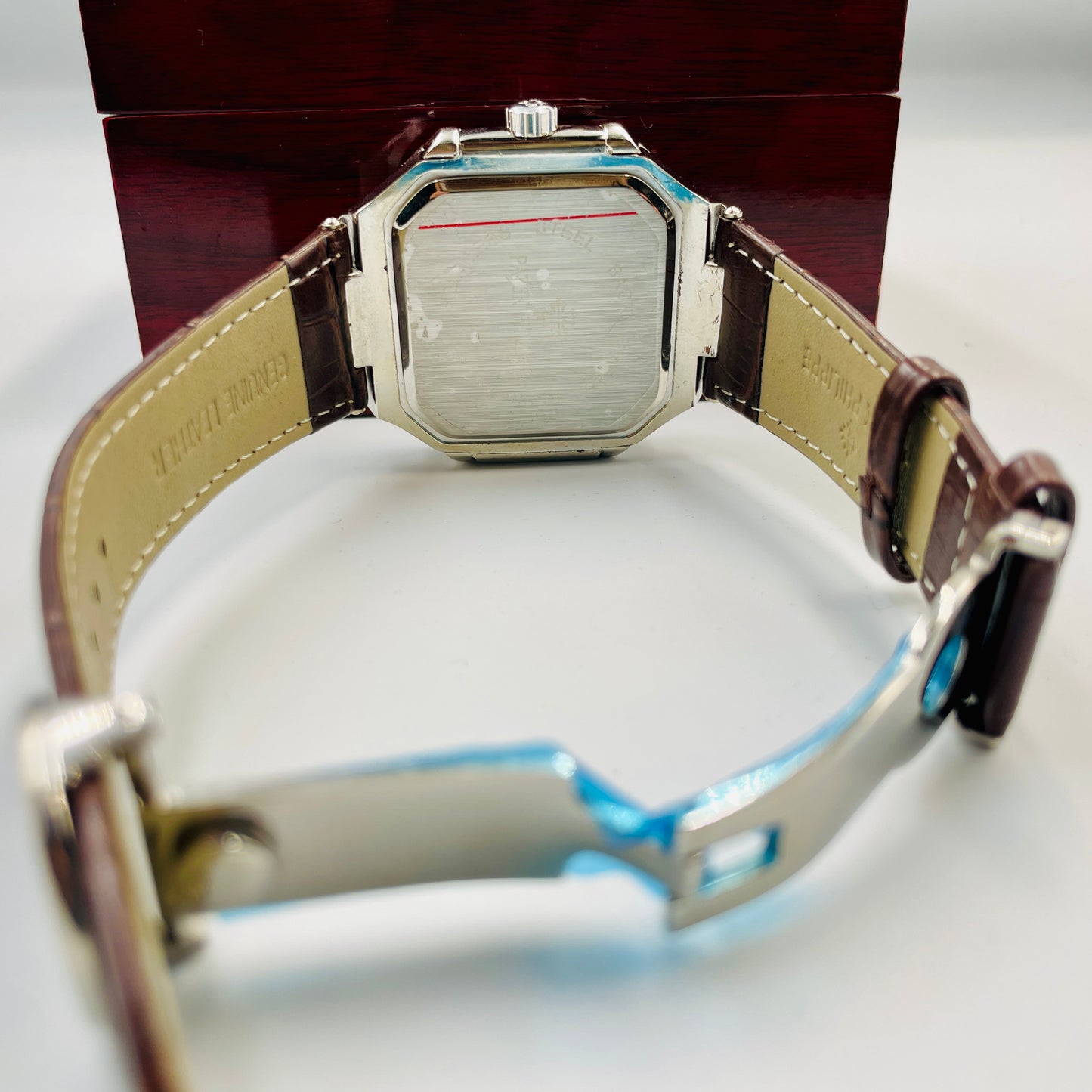 Patek Silver Brown Leather Strap Watch