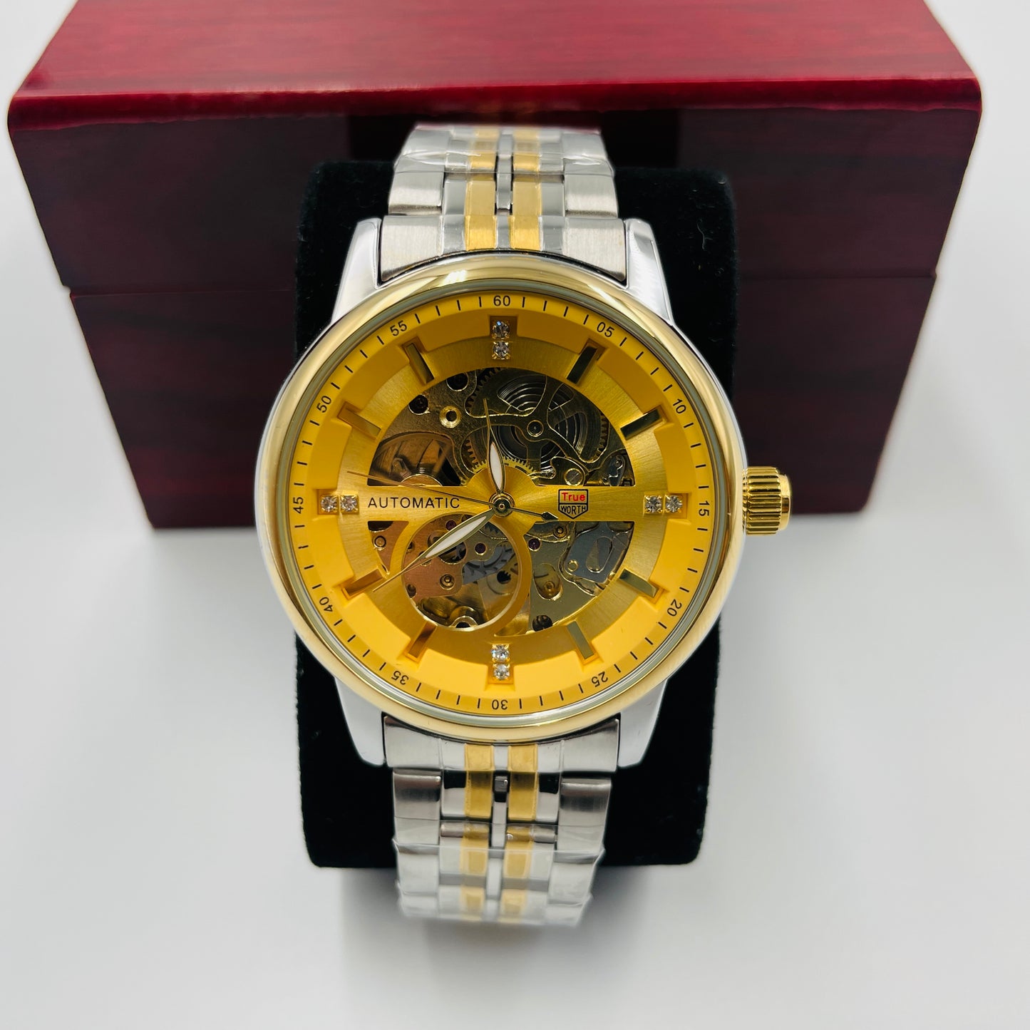 TrueWorth Original Twotone Golden Automatic Stone Watch