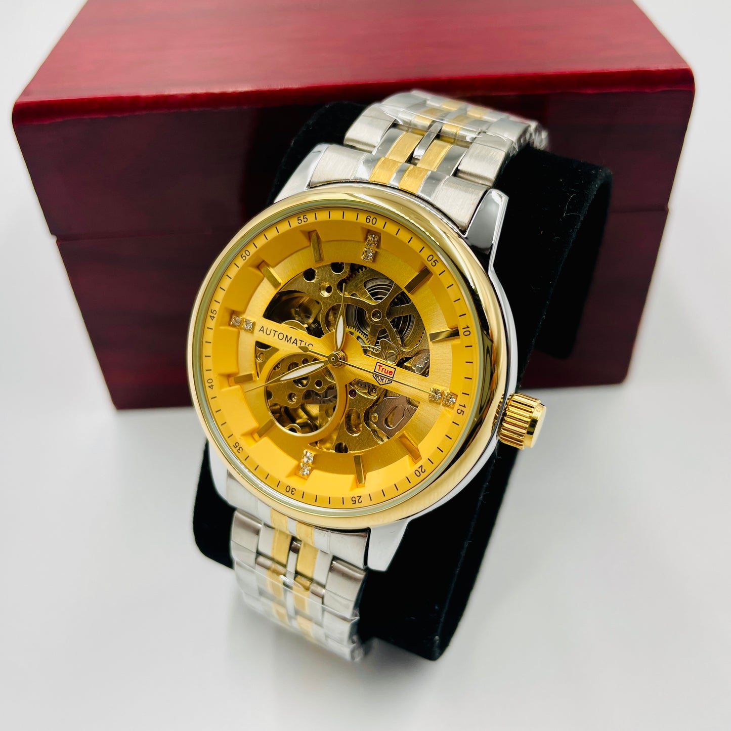 TrueWorth Original Twotone Golden Automatic Stone Watch