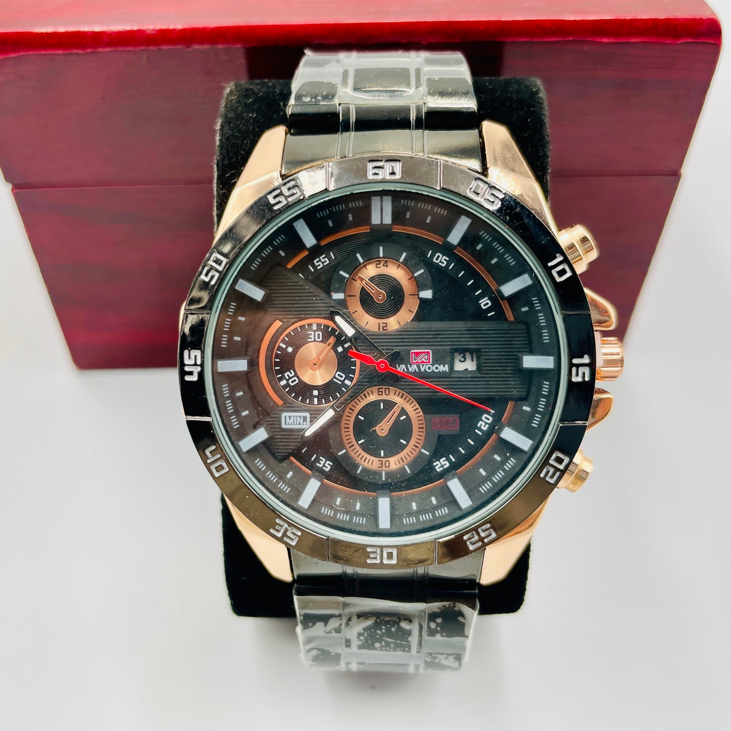 Curren Black Copper Chronograph working Original Watch