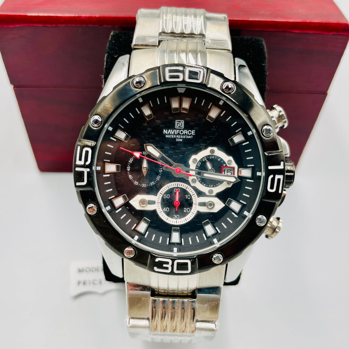 Naviforce Silver Black Chronograph Working Original Watch
