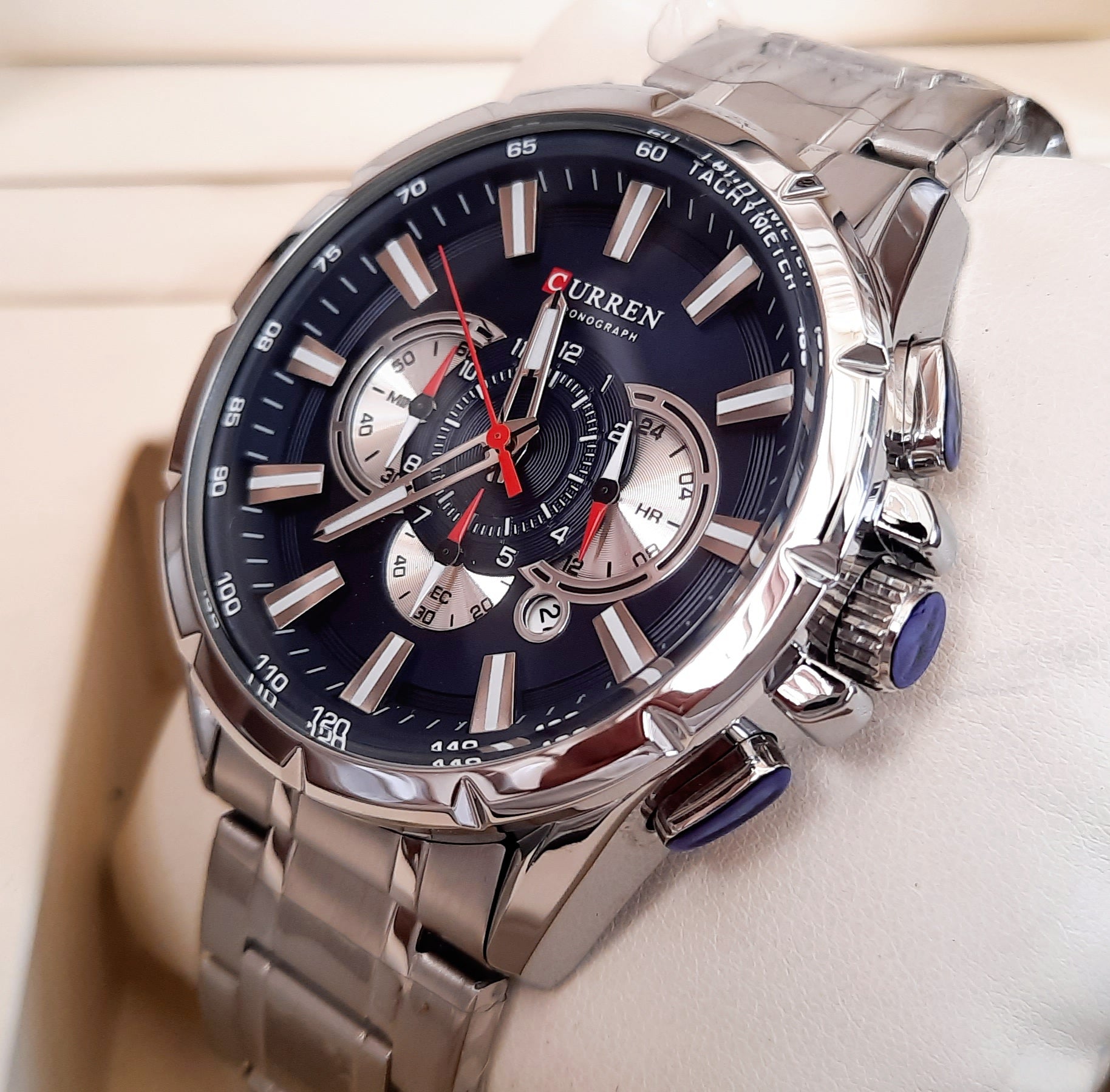 Curren silver hotsell chronograph watch