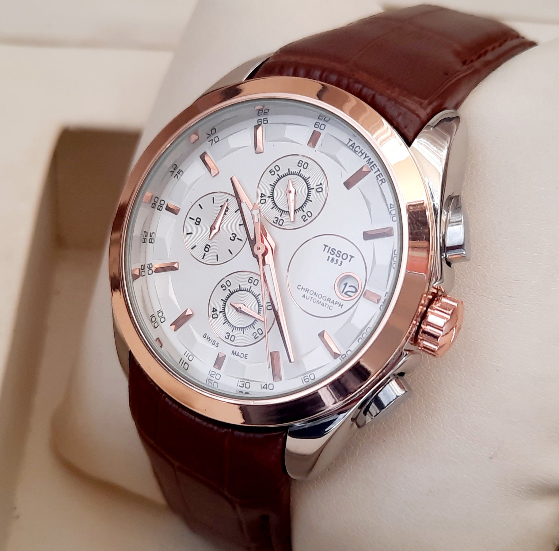 Tissot couturier chronograph rose on sale gold