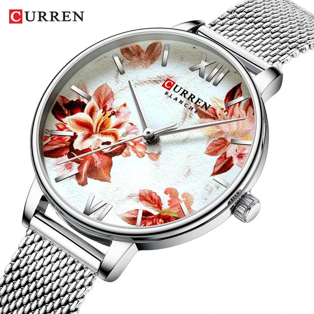 Curren Silver Flower Ladies Watch