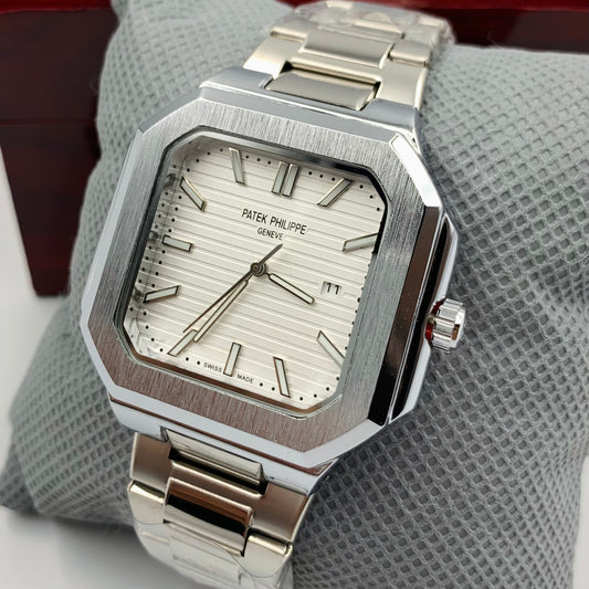 Patek Geneve White Dail Silver Chain Watch