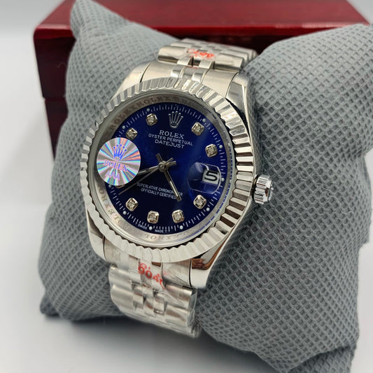 Blue Silver Datejust Watch