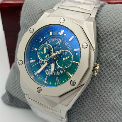 Hub Green Silver Watch