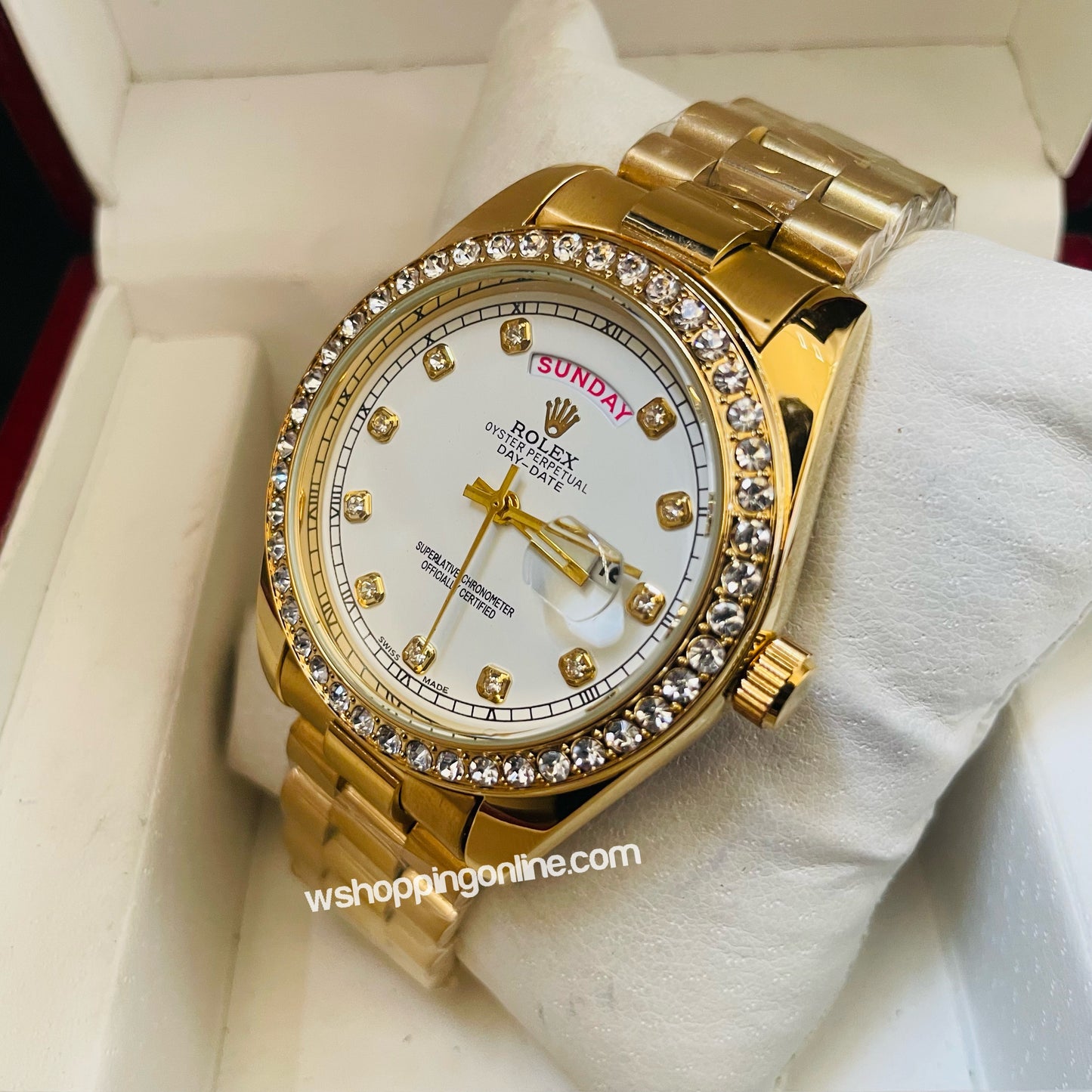 Golden White Daydate Diamond Watch