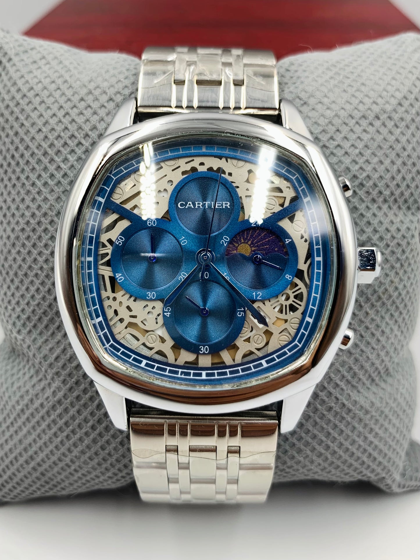Cartier SunMoon Blue Dail Silver Chain Watch