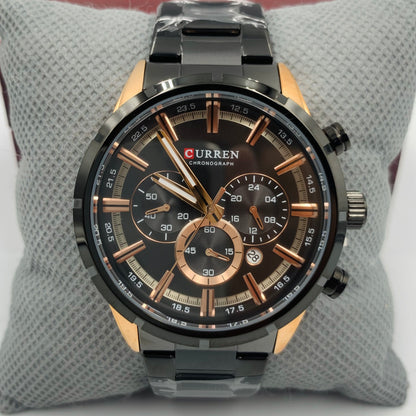 Curren Black Twotone Chrono Working Watch