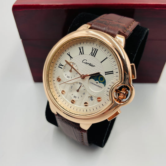 SunMoon Chronograph Working leather strap Watch