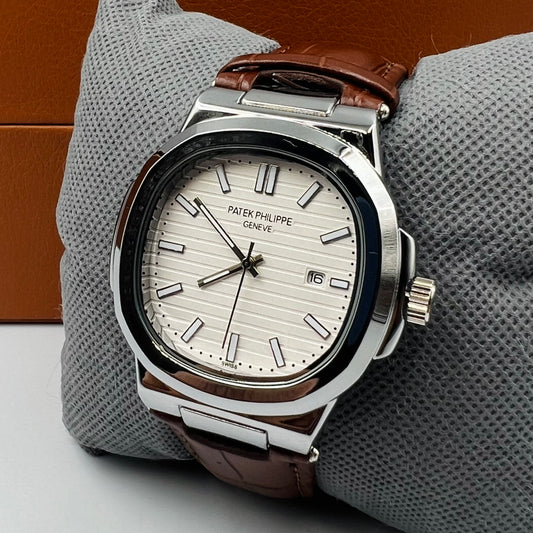 PP Strap Silver White Brown Watch