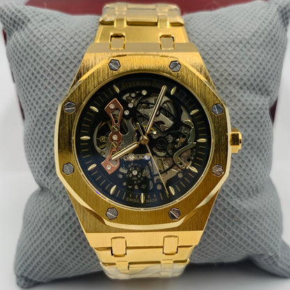 AP Golden Strap Black Dail Automatic Watch