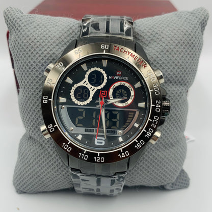 Naviforce Full Black Twotime Watch
