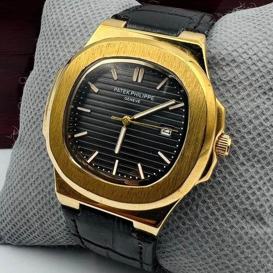 Patek Strap Golden Black Watch