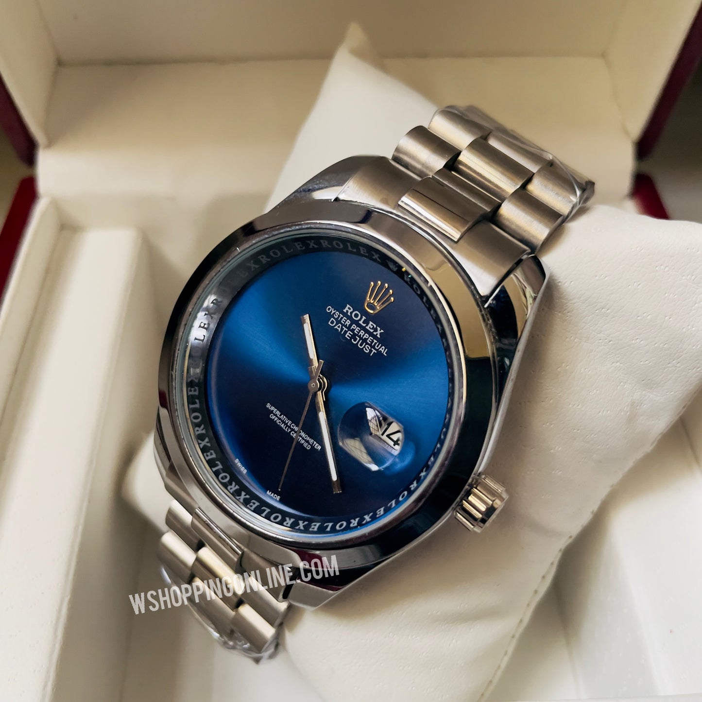 Silver Blue Plain Dial Datejust Watch