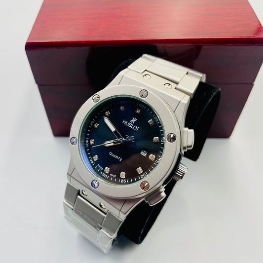 Hub Silver Black Watch