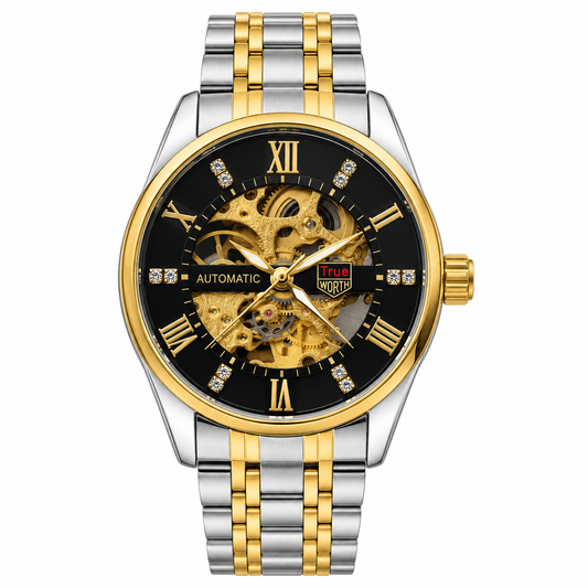 Rolx Black Dail Automatic Skeleton Watch