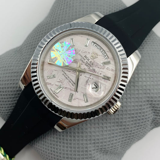 Rolx Silver Black Watch