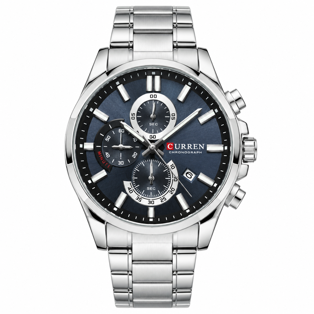 Curren 8475 Chronograph Silver Blue Watch