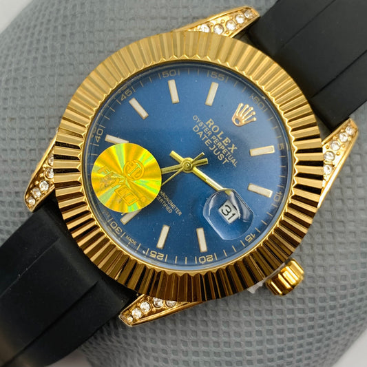 Rolx Golden Blue Watch