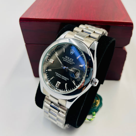 Silver Black Oyster Watch