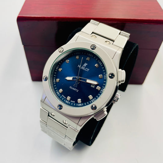 Hub Silver Blue Watch