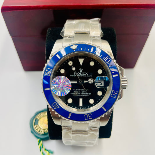 Master Submariner Silver Black Blue Automatic Watch