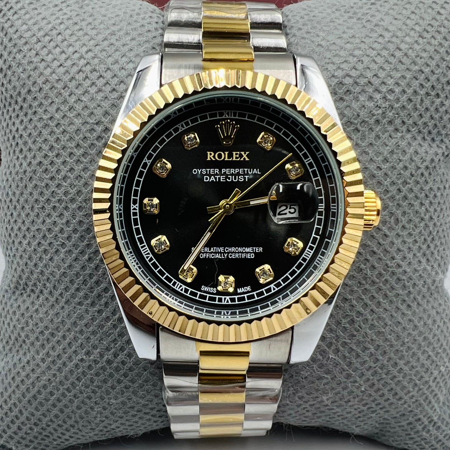 Rolx Datejust Twotone Black Watch