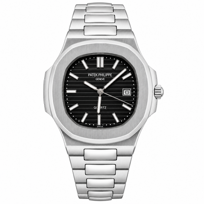 Master Patek Quartz Silver Black Watch