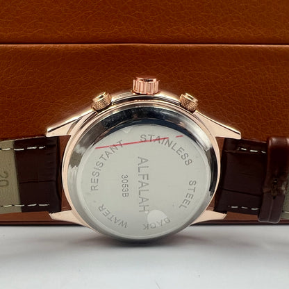 Alfalah Brown Strap Watch