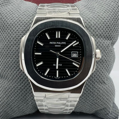 Patek Quartz Master Silver Black Watch