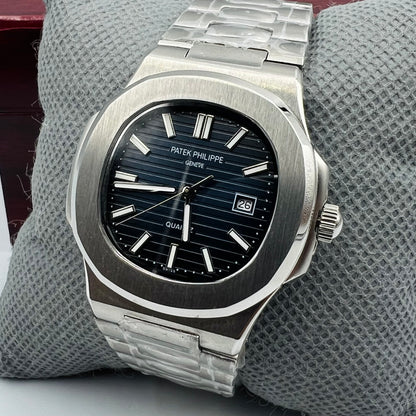 Patek Quartz Master Silver Blue Watch
