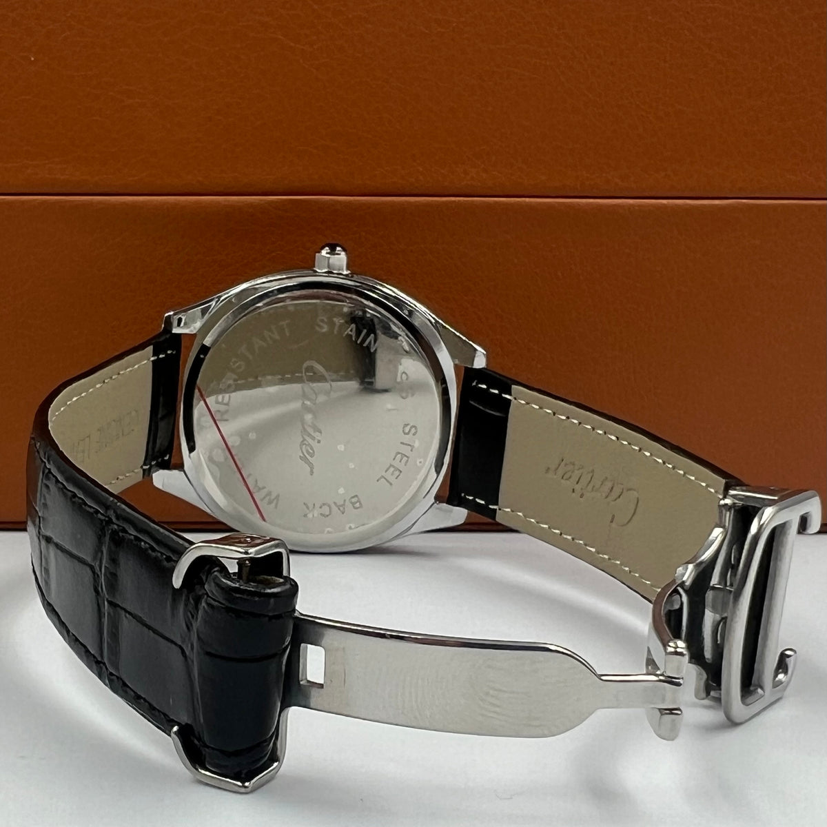 Cartier Santos Silver Black Watch