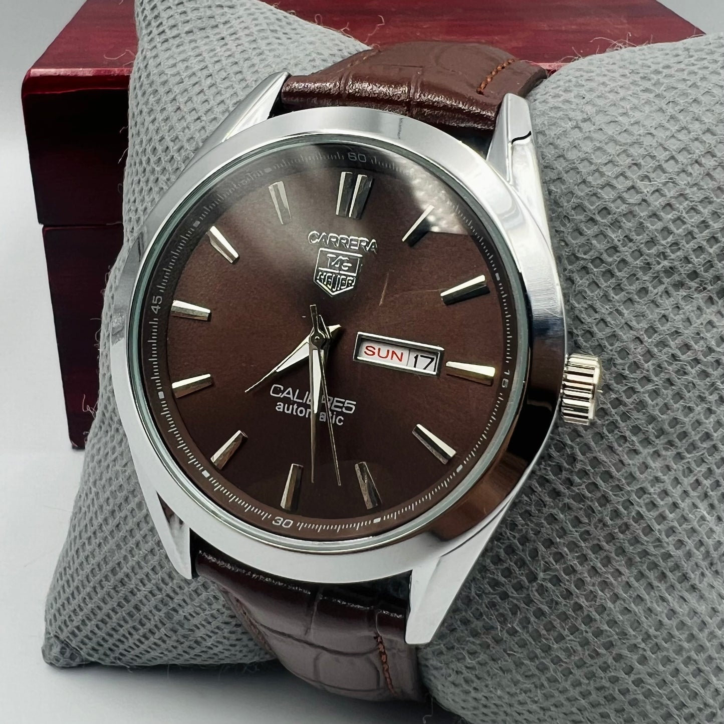 Tag Heuer Silver Brown DayDate Watch