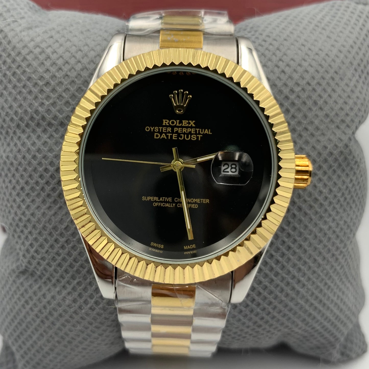 Rolx Twotone Black Datejust Watch