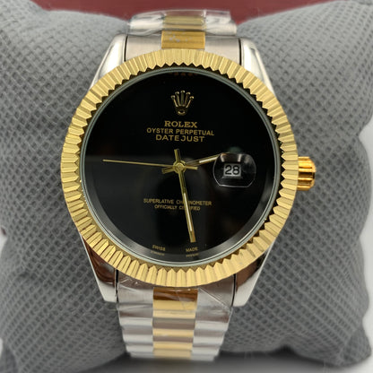 Rolx Twotone Black Datejust Watch