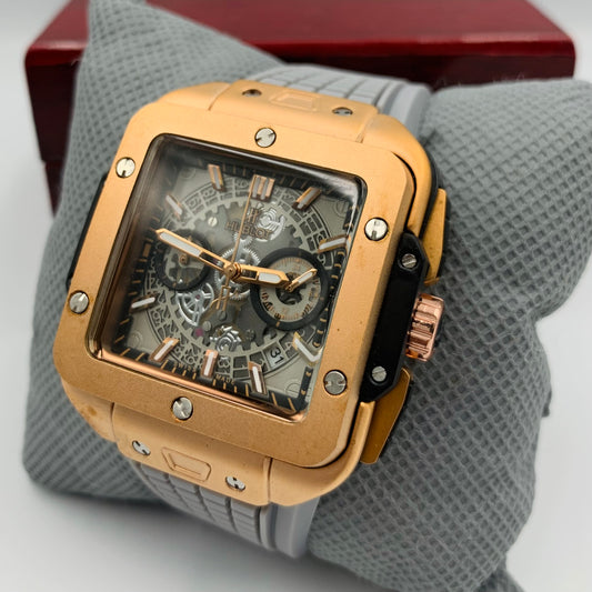 Hublot Square Bang Grey Dail Grey Strap Watch