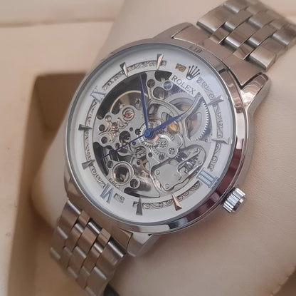 Silver White Automatic Watch